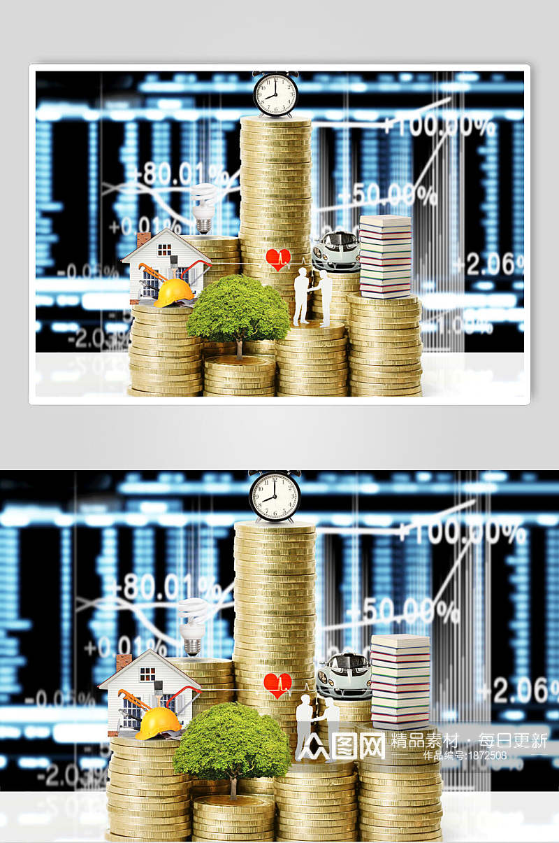 信息数据时间金融金币图片素材