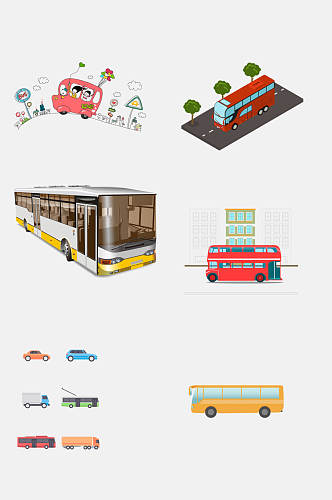 创意公交车免抠设计元素