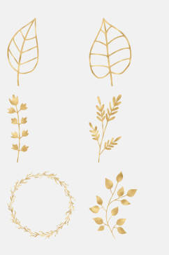 金色花环叶子植物免抠元素素材