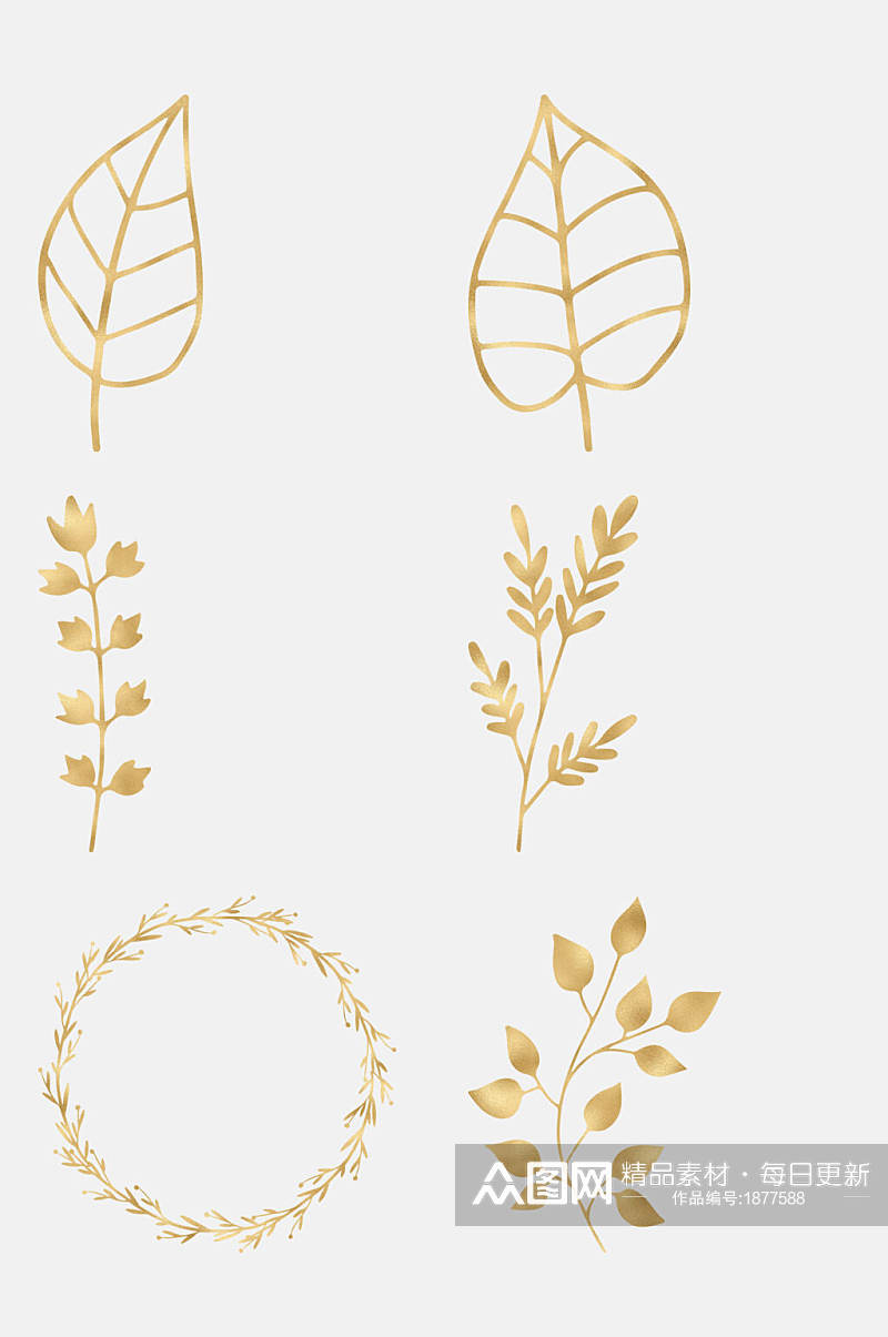金色花环叶子植物免抠元素素材素材
