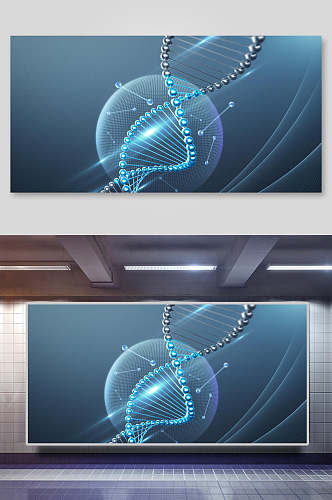 医学分子结构科技AI设计背景素材