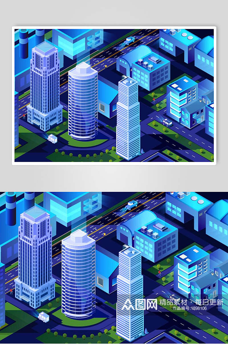 霓虹灯渐变城市建筑高楼大厦设计素材素材