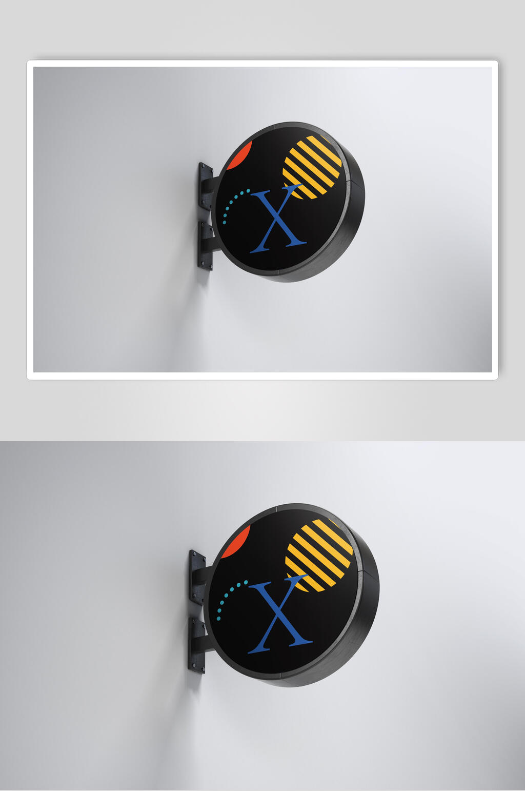 墙上招牌LOGO展示样机效果图素材