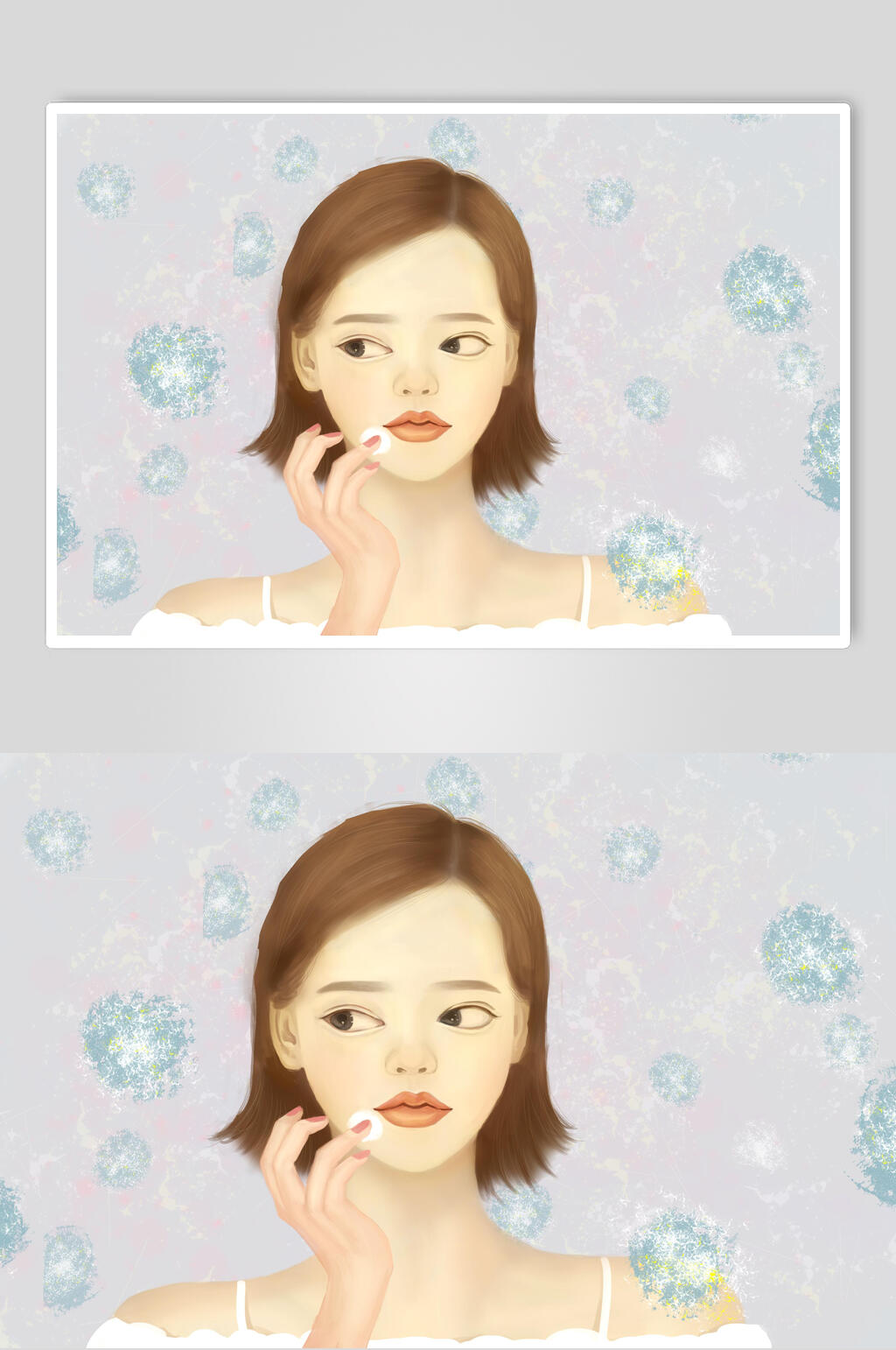 简约水彩美容美妆插画素材素材