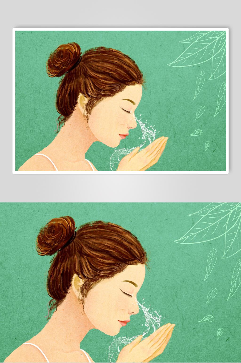 手绘洗脸美容美妆插画素材素材