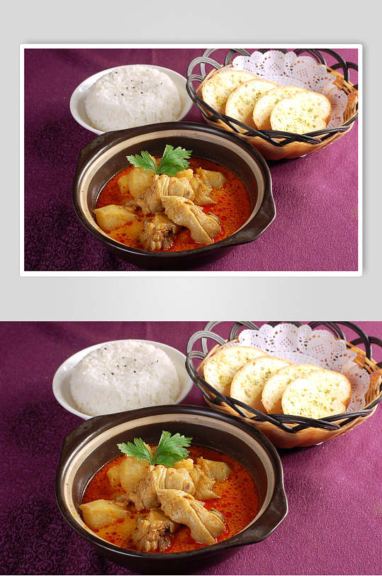亚洲美食新加坡咖喱鸡食品高清图片