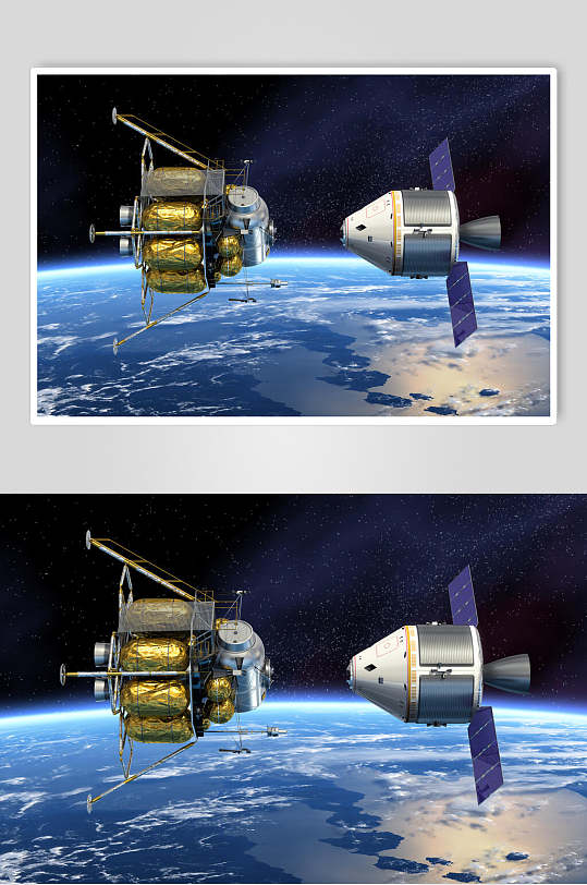 卫星与太空舱对接图片