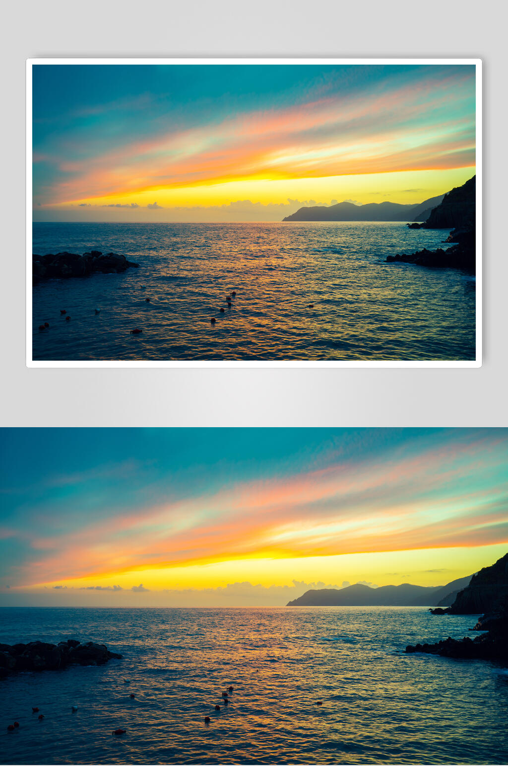夕阳朝霞海面高清图片素材