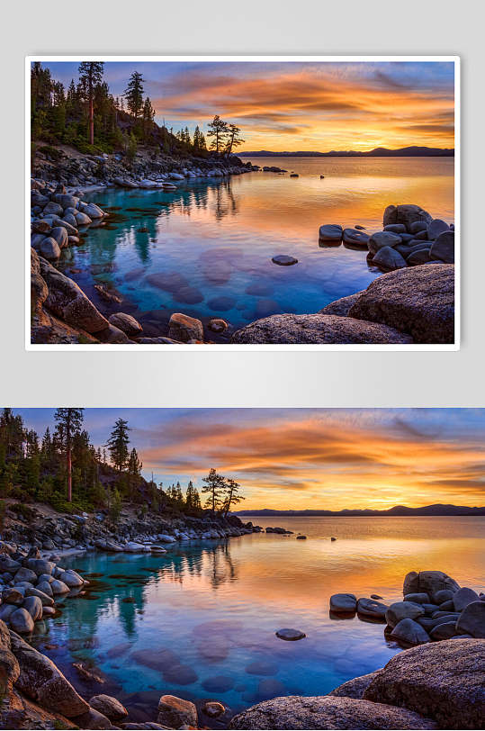 山峰湖泊风景图片-众图网