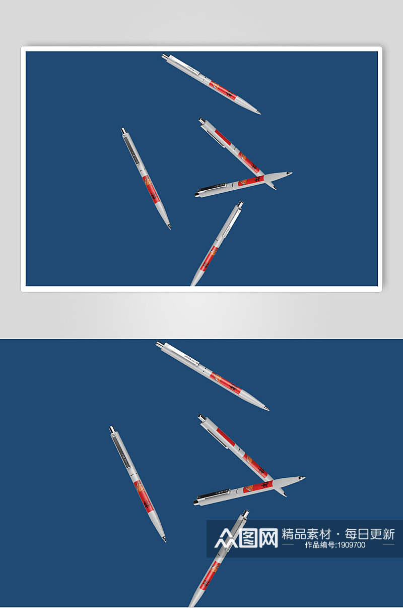 文创悬浮圆珠笔样机效果图素材