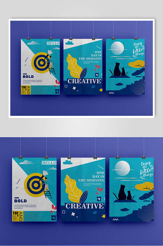 悬挂海报展示样机效果图-众图网