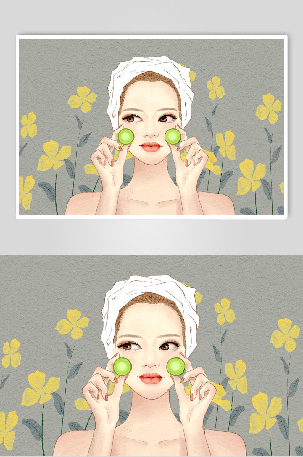 青瓜护肤美容美妆插画素材 插画素材下载 众图网