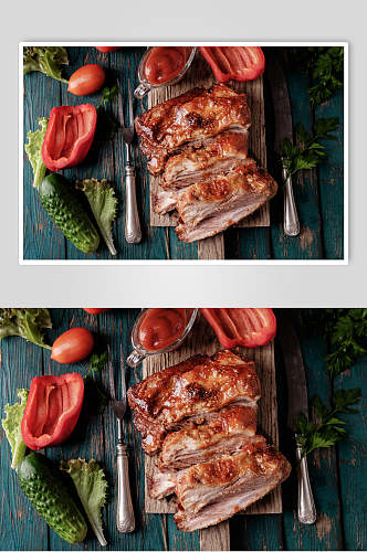 韩式香辣烤肉摄影背景图片