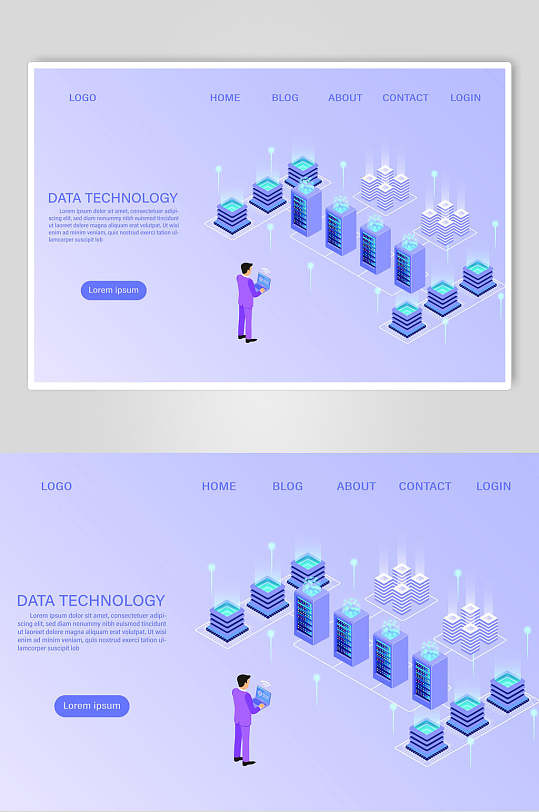 数据技术大数据扁平化插画设计-众图网