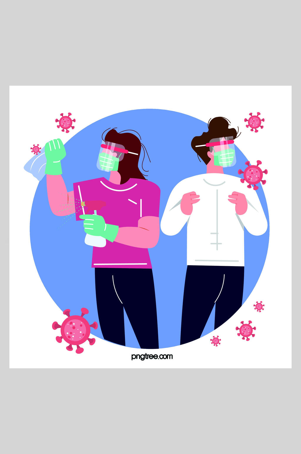 扁平化病毒防护服消杀防护眼镜插画设计素材素材