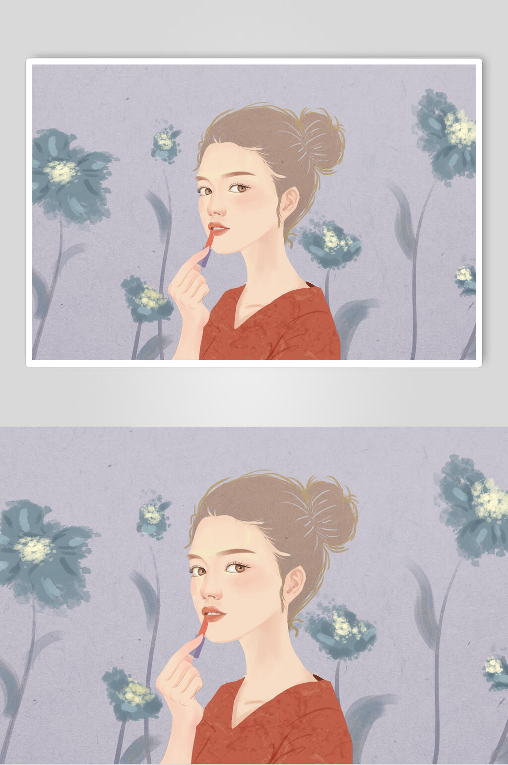 水彩紫色美容美妆插画素材素材