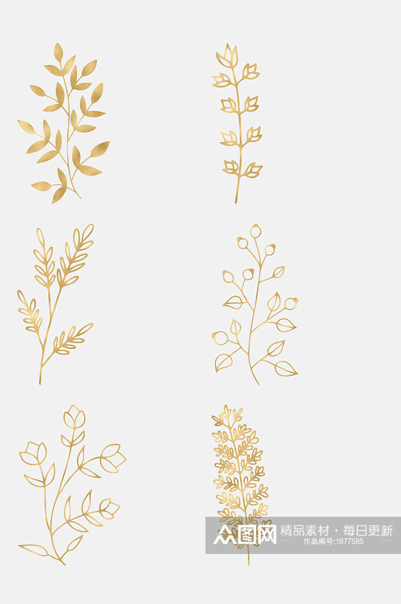 简单金色花环叶子植物免抠元素素材素材