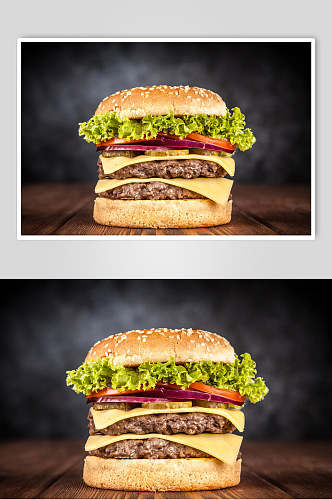 油炸食品汉堡摄影图片
