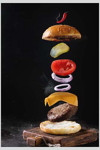 油炸食品汉堡摄影背景图片