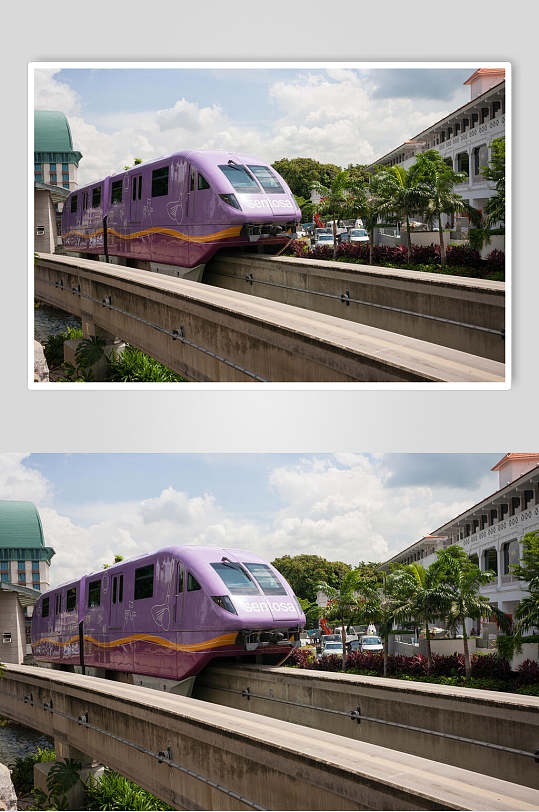 紫色列車動(dòng)車高清圖片