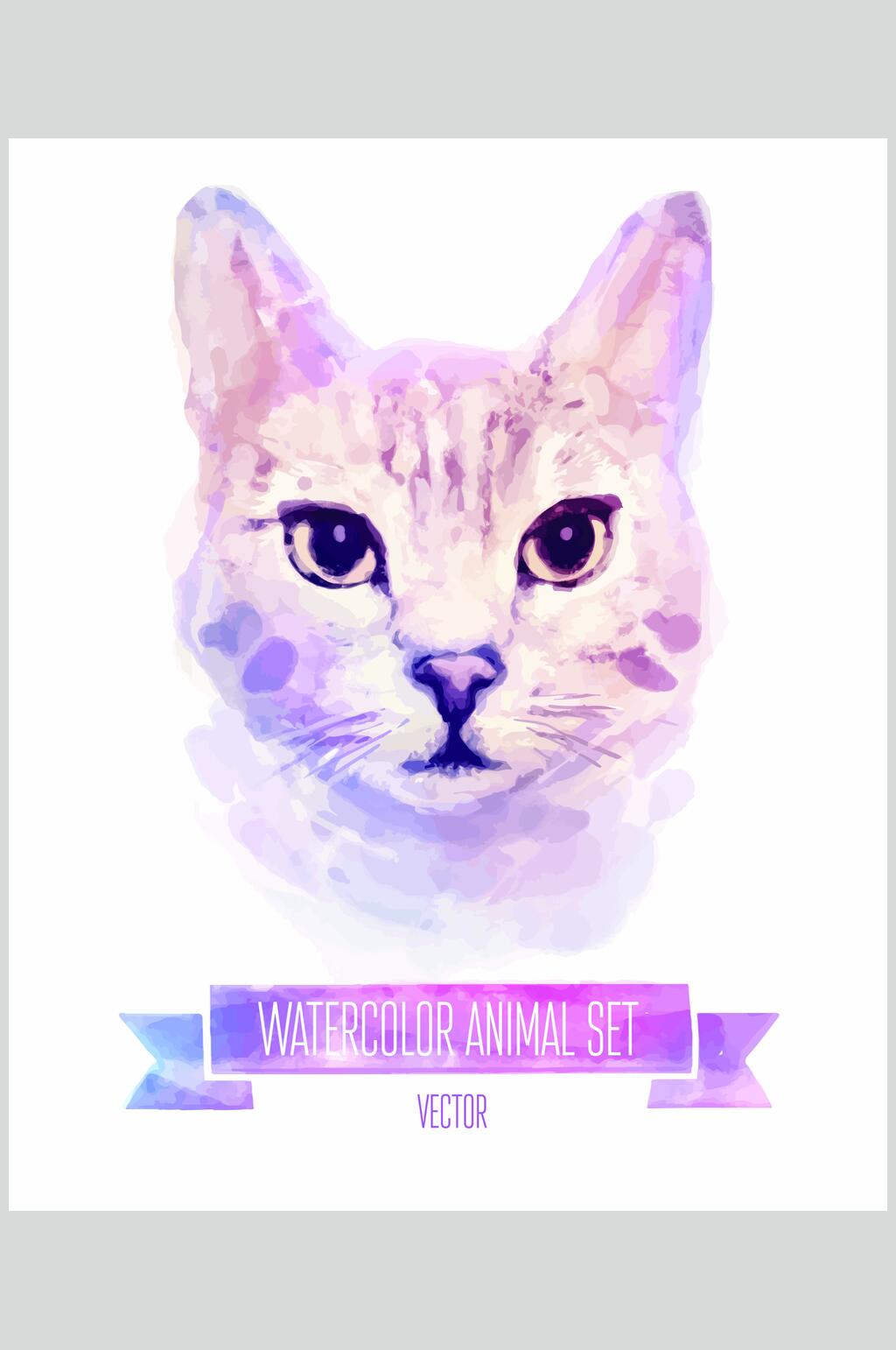 猫动物头像水彩素材素材
