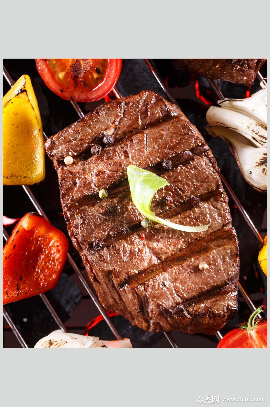 黑椒牛排美食摄影背景图片