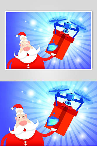 无人机圣诞老人圣诞节背景设计元素素材
