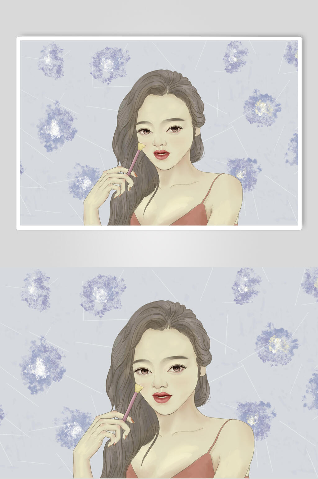 紫色背景底妆美容美妆插画素材素材