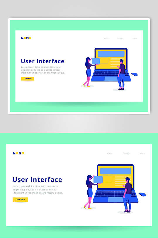 笔记本电脑用户在线网站扁平化插画设计