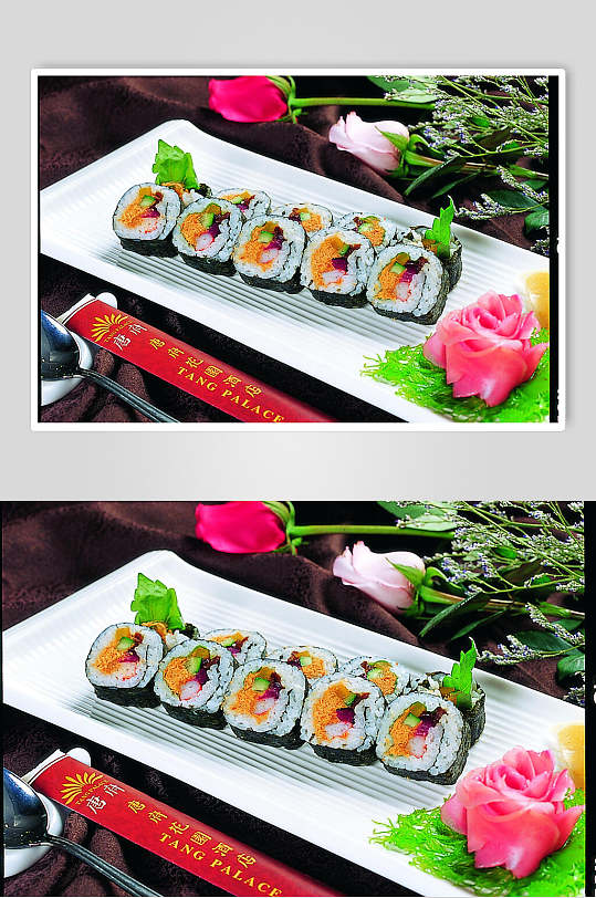 牛肉松寿司美食摄影图片