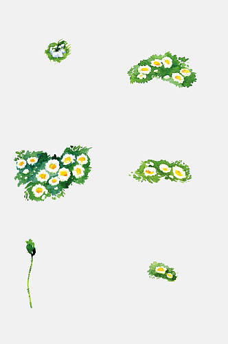 清新水彩绿色小花花卉免抠元素素材