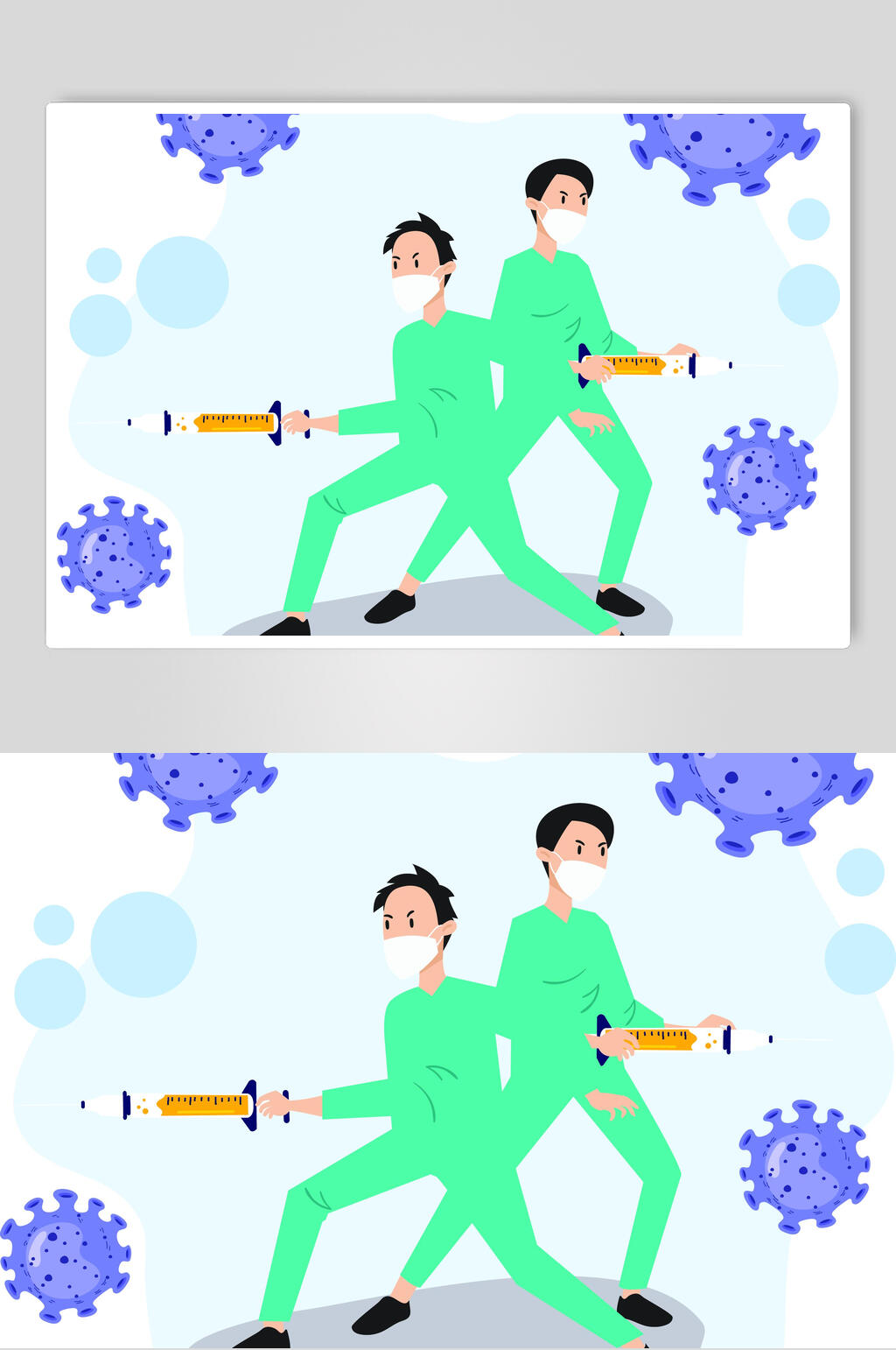扁平化战疫病毒插画设计素材素材