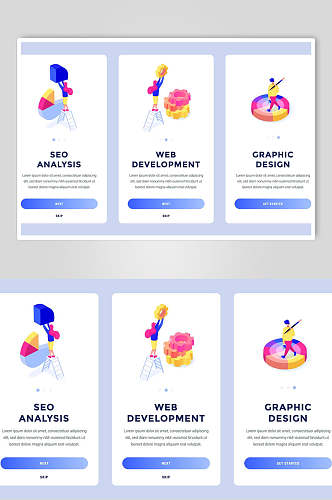 扁平化几何网页开发插画设计素材