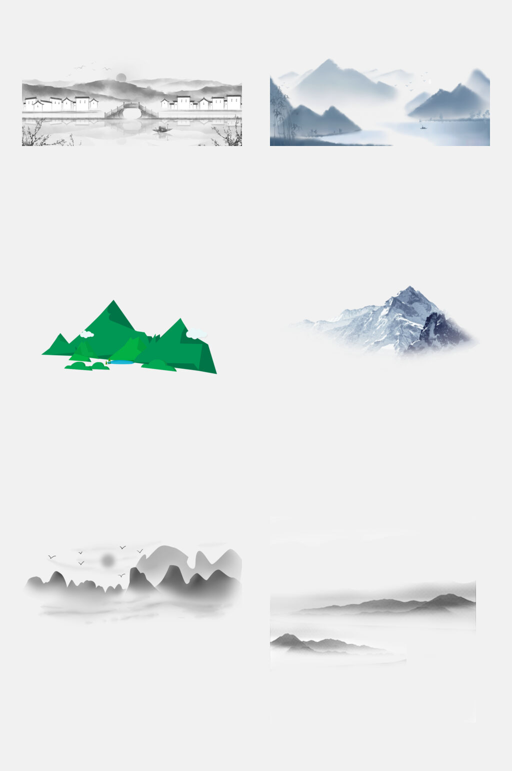 淡墨水墨山水免抠元素素材素材
