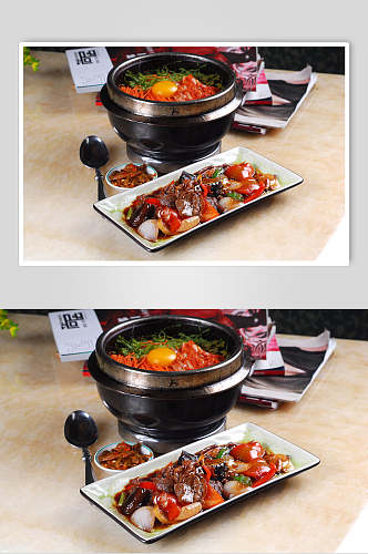 石锅饭韩式石锅拌饭美食高清图片