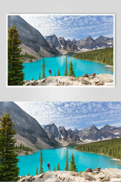 蓝天自然山峰湖泊风景高清摄影图片