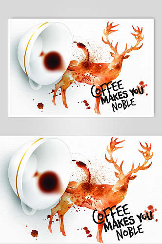 麋鹿泼洒咖啡创意海报