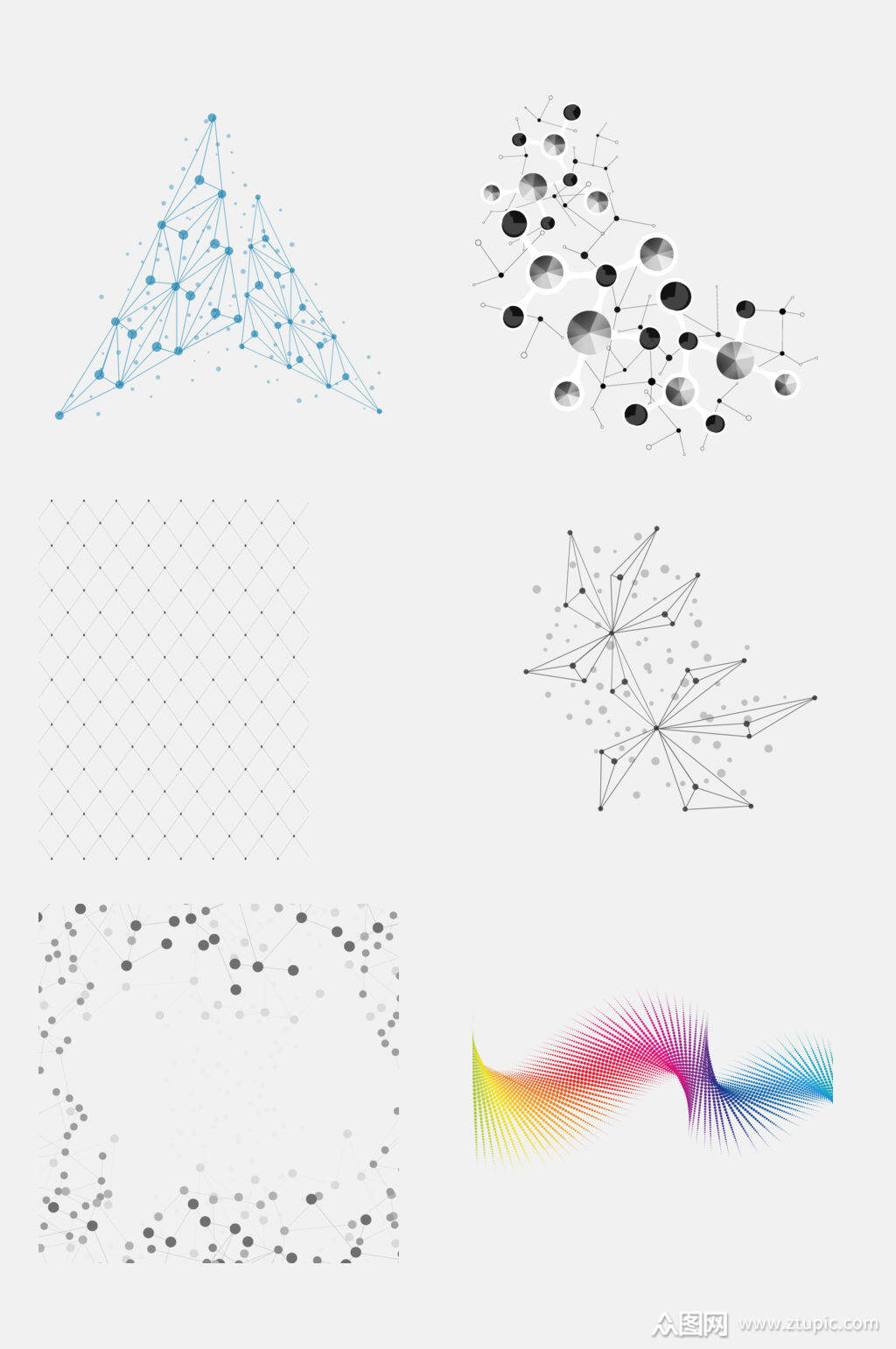 简约彩色科技点线创意免抠元素