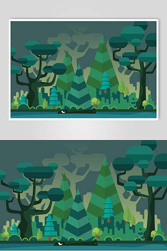 森林风景插画素材