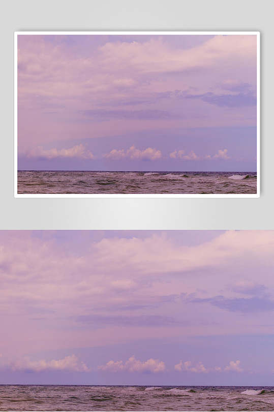 紫色唯美干净天空夕阳朝霞图片