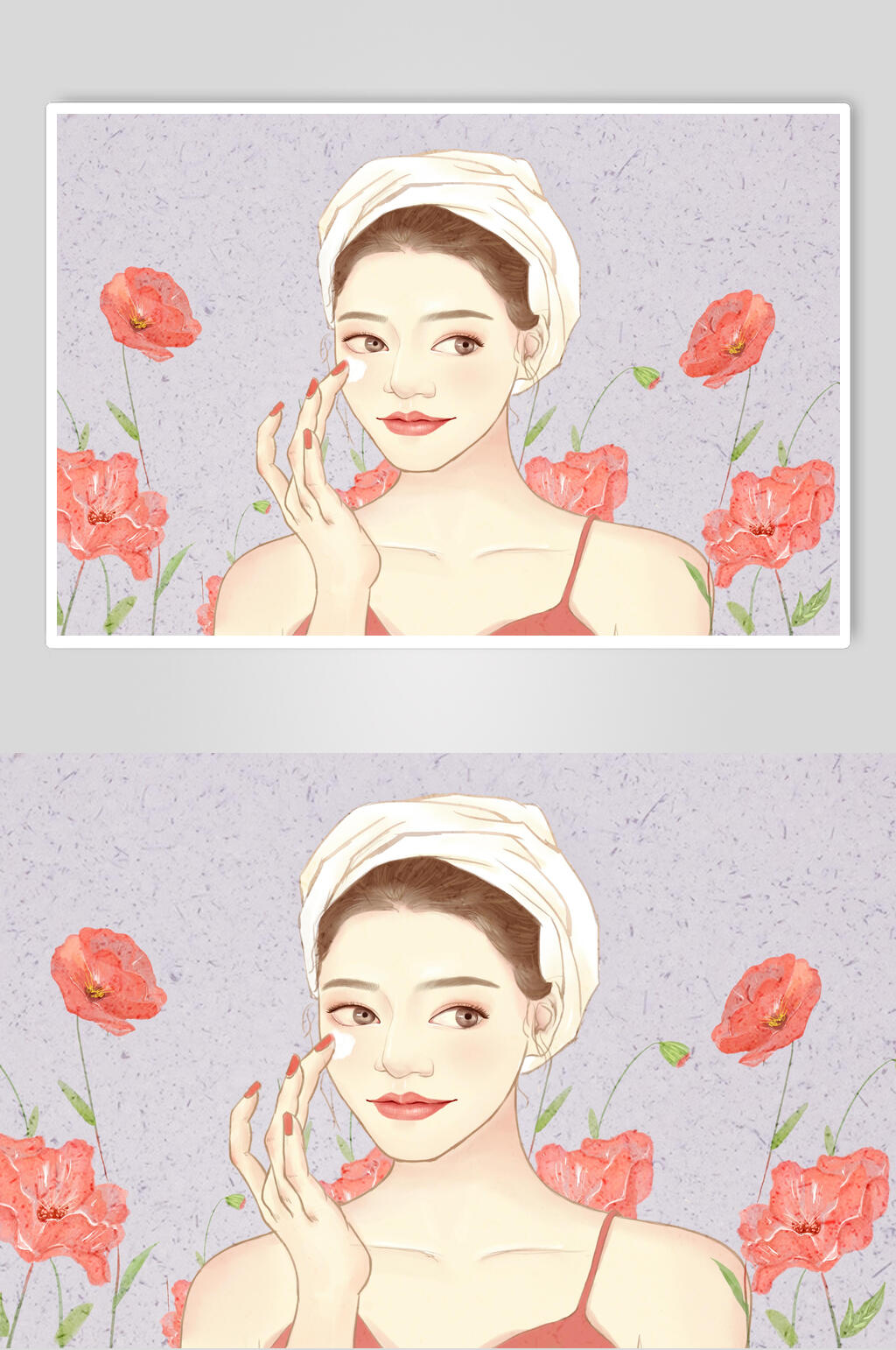 水彩花卉护肤美容美妆插画素材素材