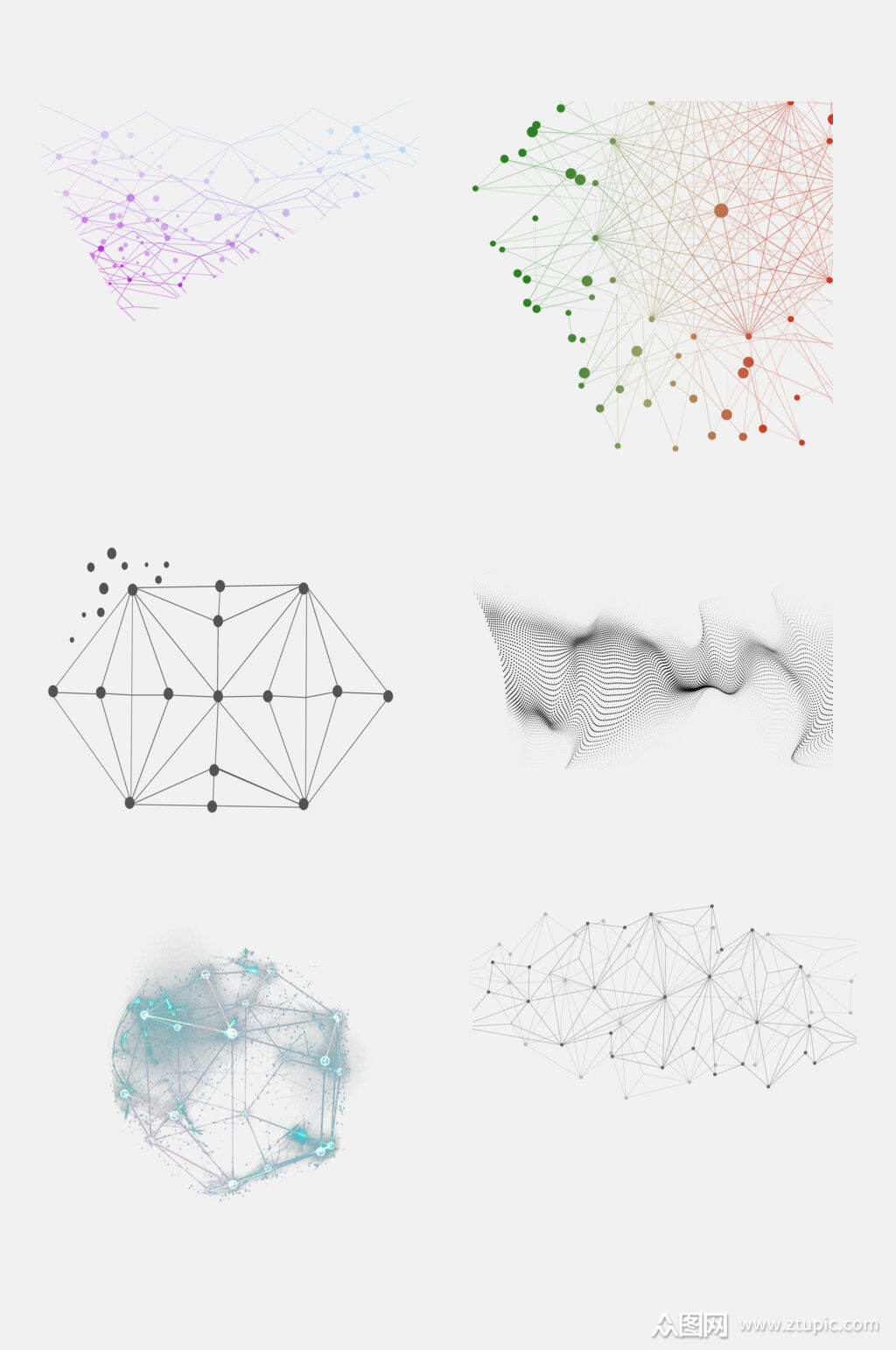 简约彩色科技点线创意免抠元素