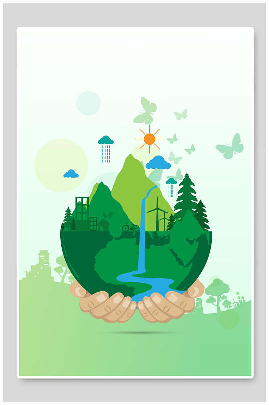 污水处理环保免抠背景素材-众图网