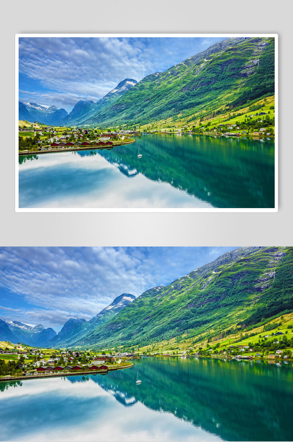 清新湖光山色山峰湖泊风景图片素材