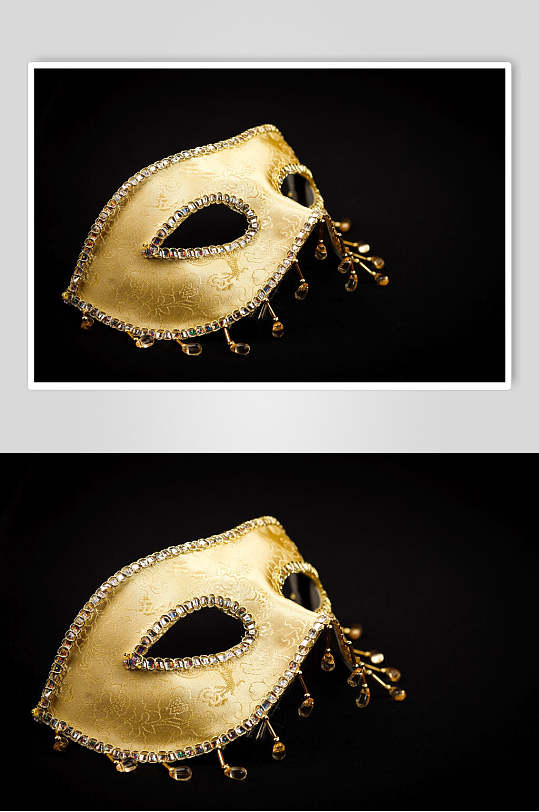复古金色女王舞会面具图片