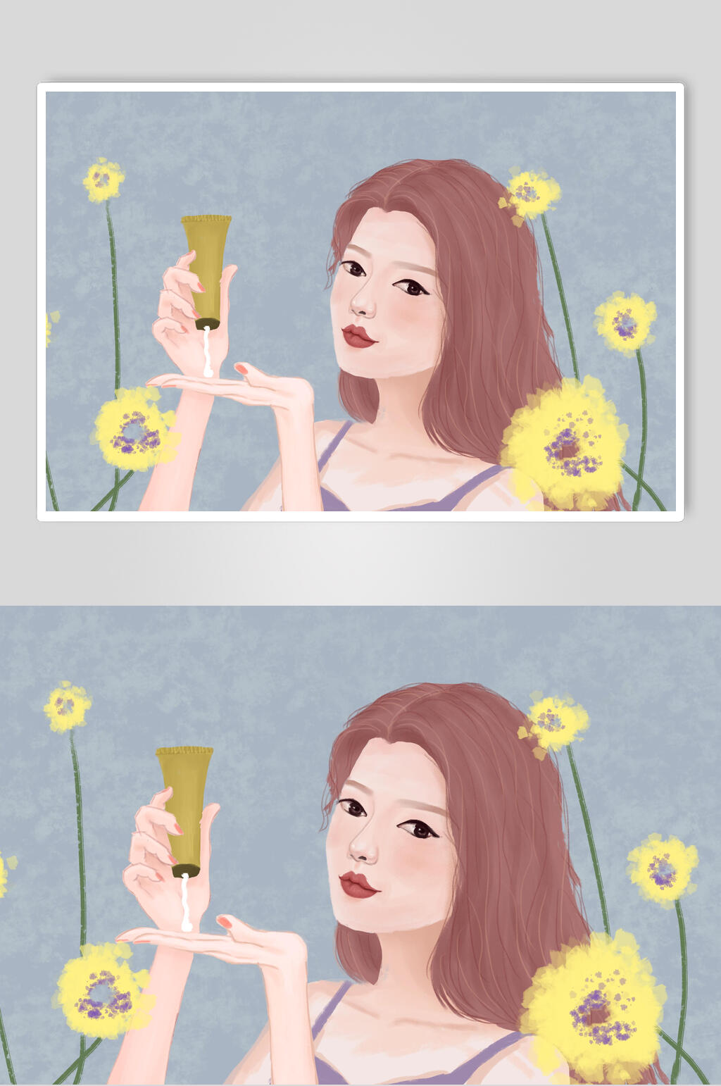 化妆品眼霜美容美妆插画素材素材
