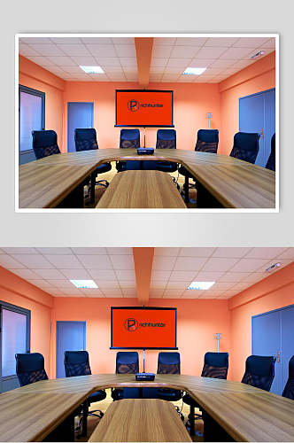 炫彩会议室形象墙样机效果图