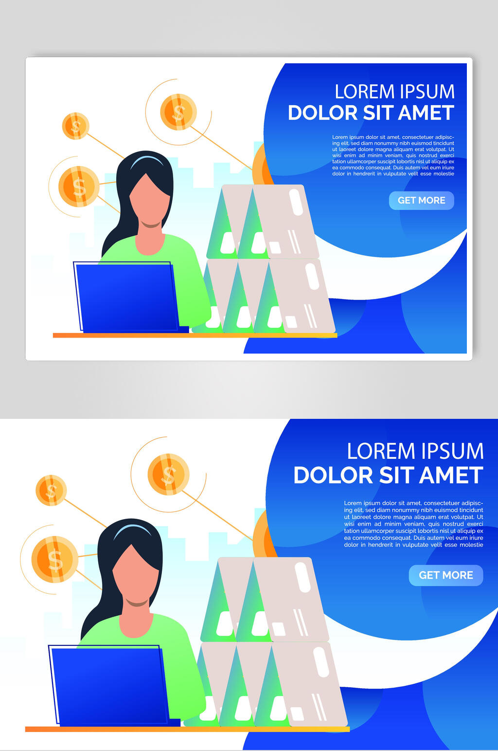 扁平化电脑金融插画设计素材