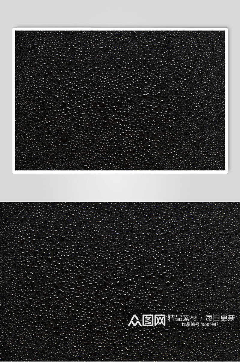 黑色背景透明水珠雨滴图片素材