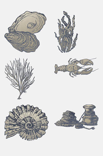海螺海洋生物手绘元素素材